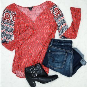 🐆Lucky Brand , Red and Blue Dress Top